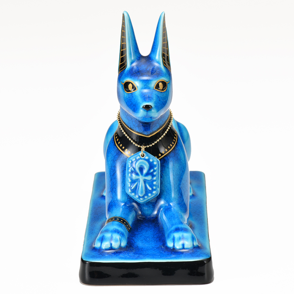 新品　幸兵衛窯 青釉オーナメント アヌビス 古代エジプトの神　犬の置物 新品 幸兵衛窯 青釉オーナメント アヌビス 古代エジプトの神 犬