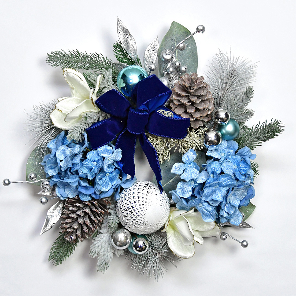 専用】耳型 ブルーホワイト Xmas クリスマス ウェルカム フラワー リース 92d335c6cbf97f039a048c42ab6971