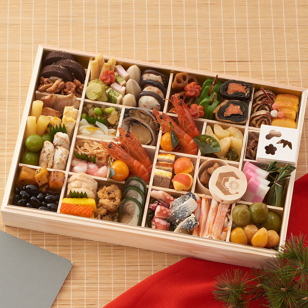 博多 日本料理 てら岡 監修] 特大重おせち 一段重 (4～5人前): フード