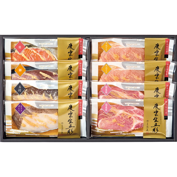 [京洛 辻が花] レンジで魚と肉の柚香西京漬詰合せ [NKR50]