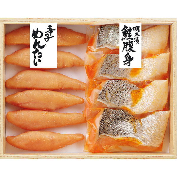 [福さ屋] 無着色辛子明太子・鮭腹身明太漬詰合せ [SR50S]