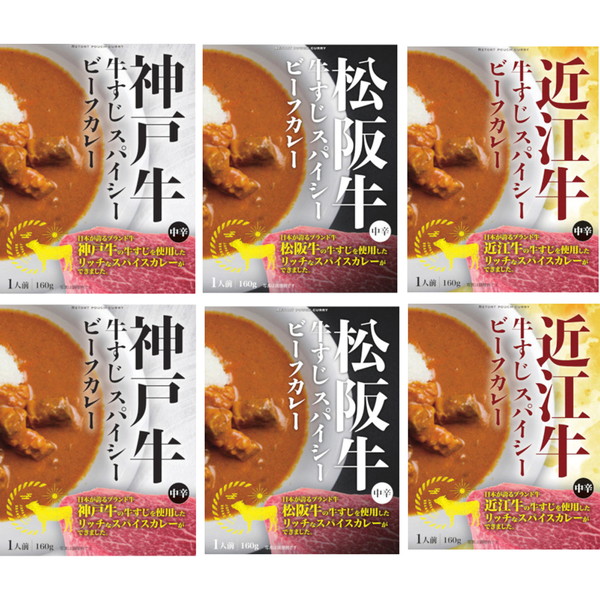 ご自宅用 三大和牛すじ肉のカレー詰合せ６食セット [00016730]