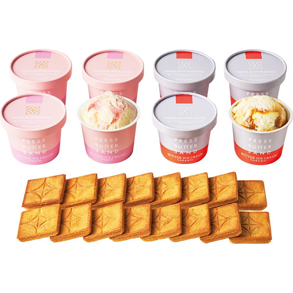 バターアイスクリーム〈桃・キャラメル〉・クッキーセット[M・C-24]