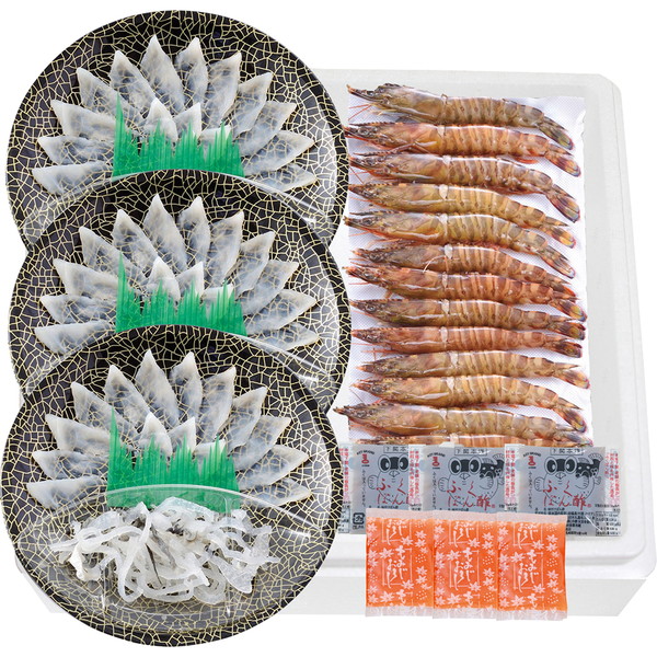 [関とら本店] とらふくと車海老の福刺し詰め合わせ [FSE-100F]