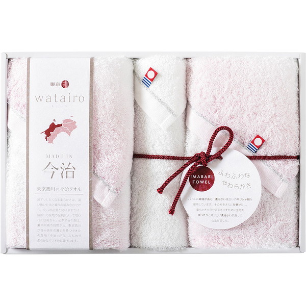 [わたいろ] フェイスタオル、ウォッシュタオルセット ピンク [TBF3497211]