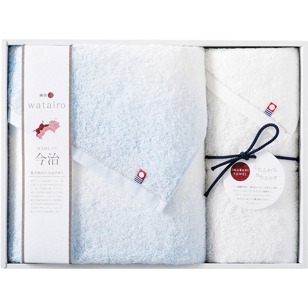 [わたいろ] バスタオル、フェイスタオルセット ブルー [TBF4998211]