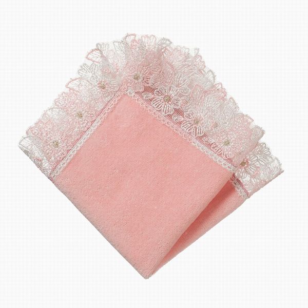 [近沢レース店] タオルハンカチ/桜便り（ピーチ） 約26×26cm[5110585122]