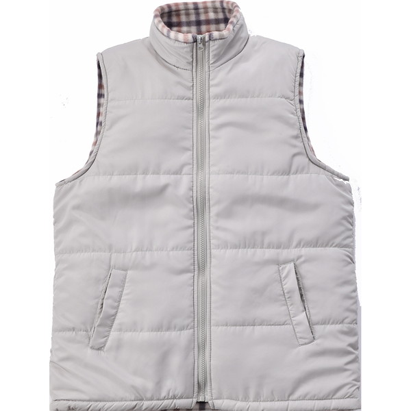 キルティングベスト ライトグレー×チェック M～L