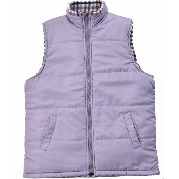 キルティングベスト パープル×チェック M～L