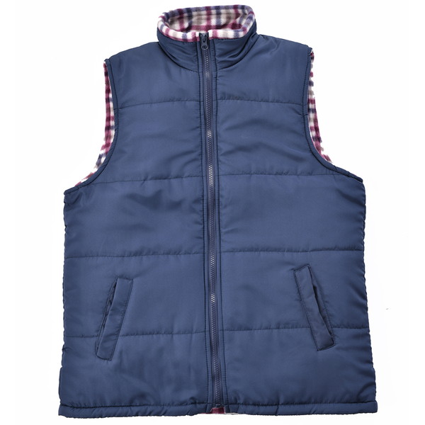 キルティングベスト ネイビー×チェック M～L