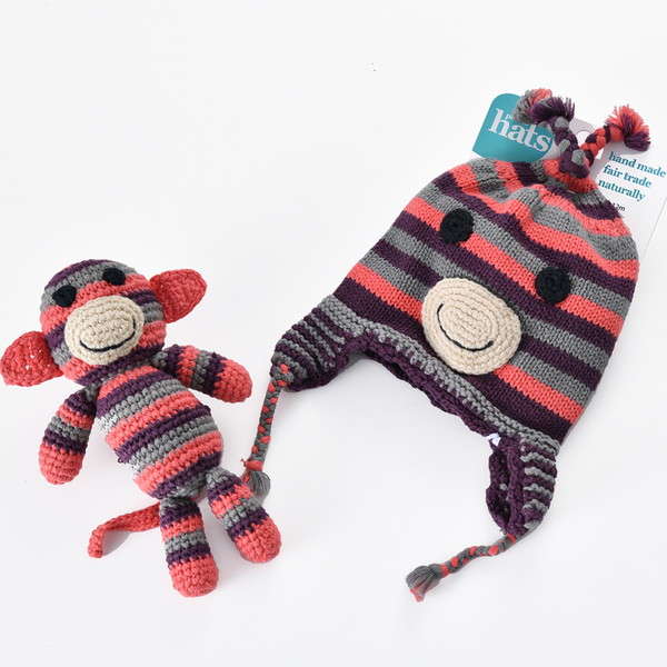 [ぺブル] モンキーハット＆ラトルセット