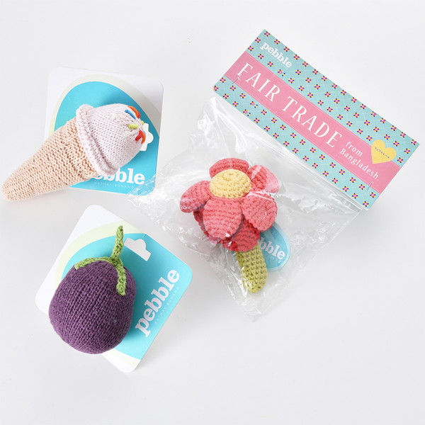 [ぺブル] ベビーラトル3点セット　B