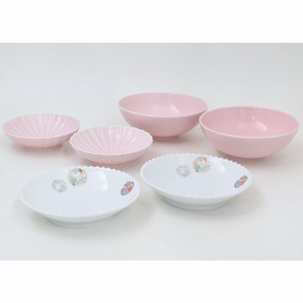 [深川製磁] 26’ ひめ丸紋・桃釉セット 1.5万円