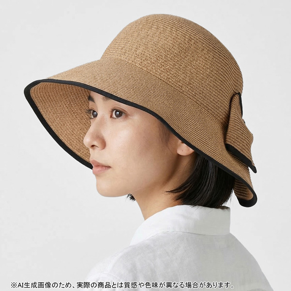 [ニュアンスミー] バックリボンパイピングブレードハット ベージュ　 M