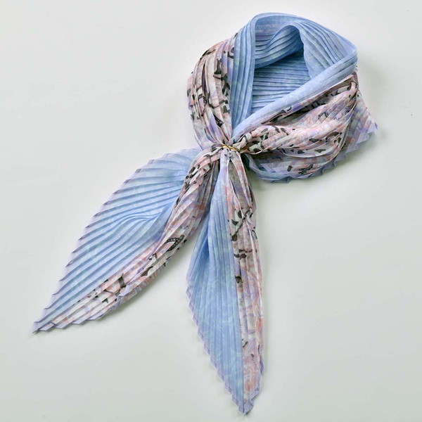 [フィオリトゥーラ ジョヴァンナ] プリーツプリントプチスカーフ(リング付き) ライトパープル