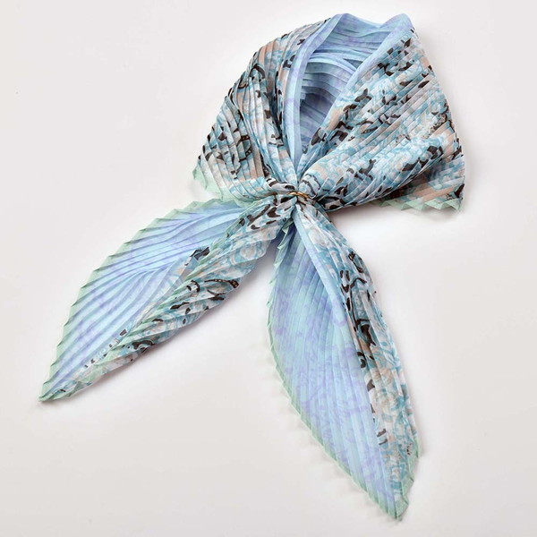 [フィオリトゥーラ ジョヴァンナ] プリーツプリントプチスカーフ(リング付き) ミントグリーン