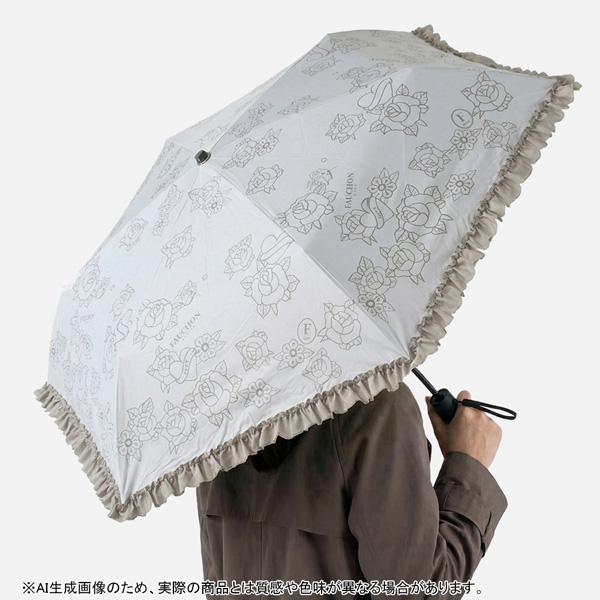 [フォション] 晴雨兼用　折りたたみ日傘（傘袋付き）モノトーン　ange（アンジュ） ホワイト