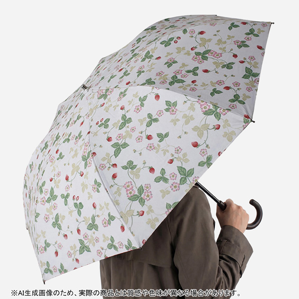 [ウェッジウッド] 晴雨兼用　折りたたみ傘（傘袋付き）ワイルドストロベリー ホワイト