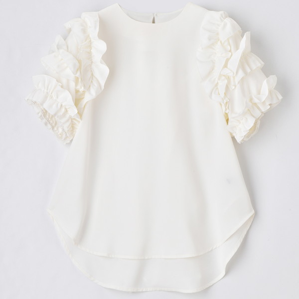 [ノマド] ショルダーフリルブラウス ホワイト M～L
