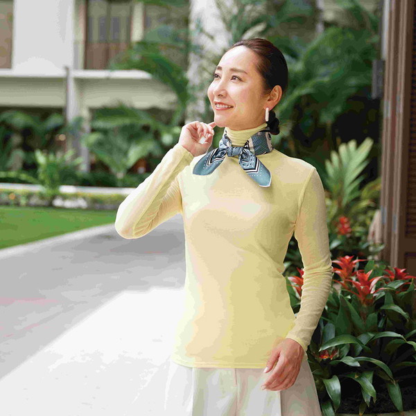 [天使の綿シフォン] ハイネック長袖（1重袖） ジンジャー M