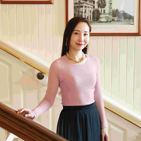 [天使の綿シフォン] ラウンドネック長袖（1重袖） グレースローズ M