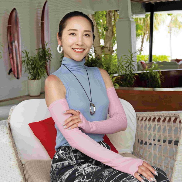 [天使の綿シフォン] リバーシブルアームカバー サクラ×プラチナグレー