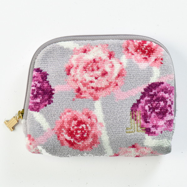 [ランバンコレクション] シェニールポーチ グレー