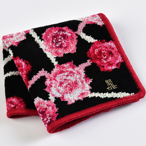 [ランバンコレクション] シェニールハンカチ ブラック