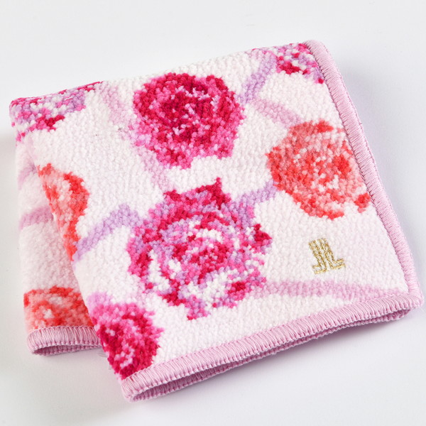 [ランバンコレクション] シェニールハンカチ ピンク