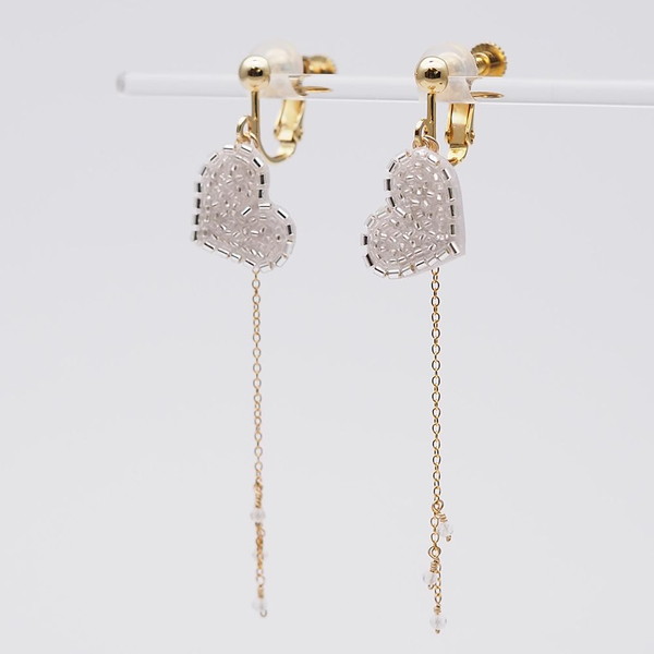 [ラ・コエット] タイニーハートスイング イヤリング シルバー(ホワイトトパーズ)