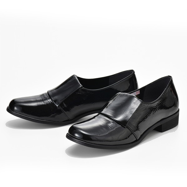 [ヤスプラス] ソフトレザー3.10センチヒールシューズ 婦人靴(8501) ブラックエナメル 22.5cm