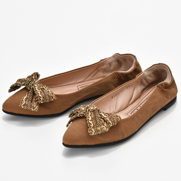 [PINK SUTIS] レザーバレーシューズ ブラウン 37( 24.0-24.5㎝ )