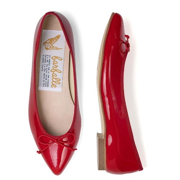 [ファルファーレ] 婦人靴ポインテッドトゥフラットソールバレエシューズ レッド 22.0cm-25.5cm