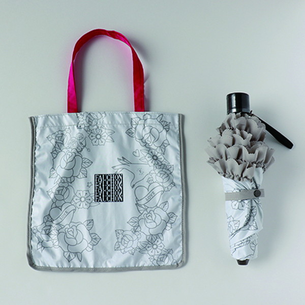 [フォション] 晴雨兼用　折りたたみ日傘（傘袋付き）モノトーン　ange（アンジュ） ホワイト