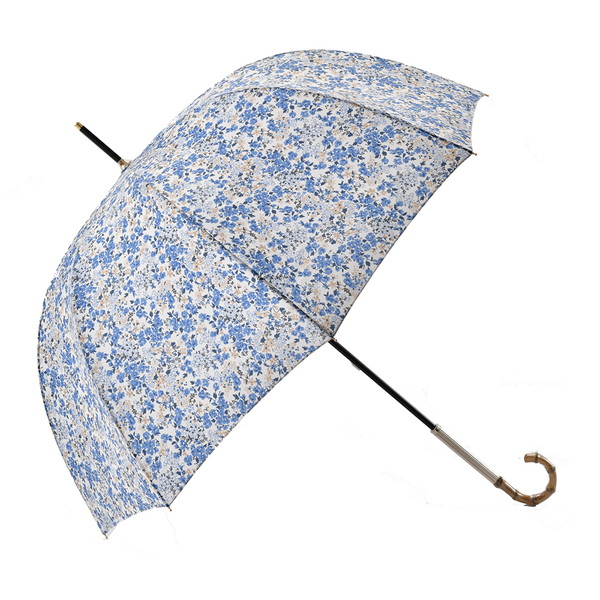 [ジル スチュアート] フラワープリント雨傘(長傘) ブルー