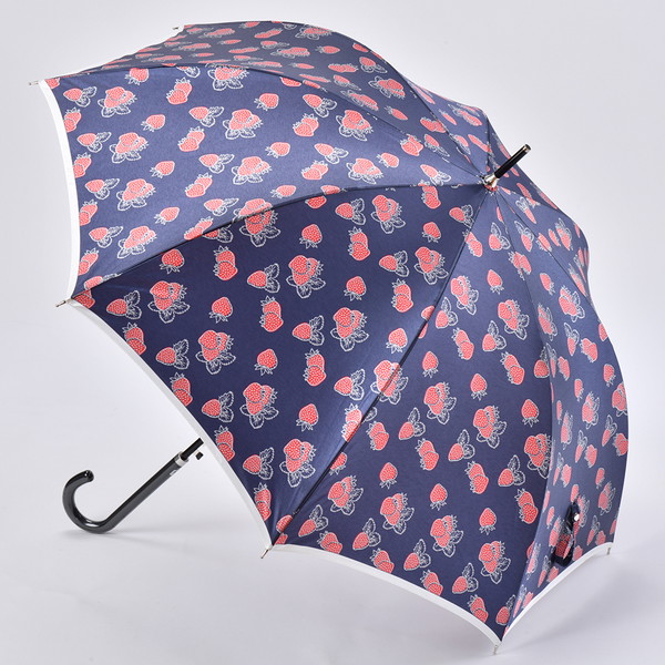 ストロベリー柄雨傘 ネイビー