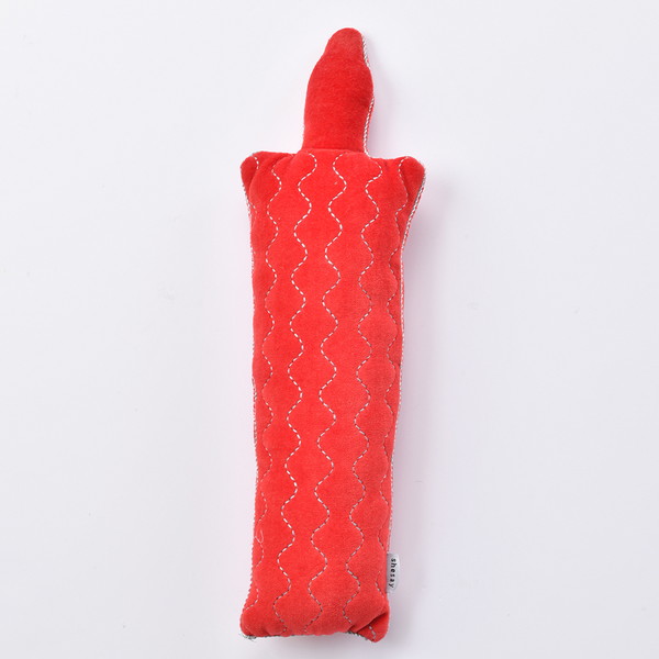 ベルベットコットンのミニクッション　キャンドル レッド