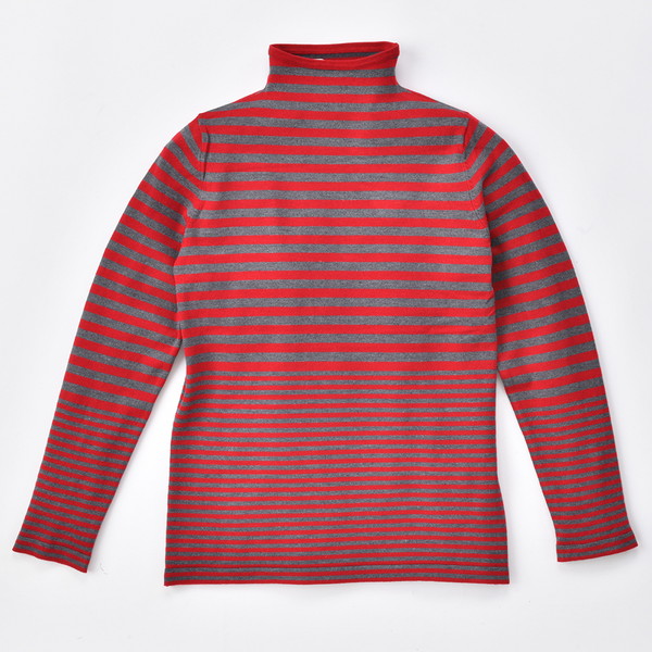 [ベリープリュス] ニット ボーダー(レッド×グレー)