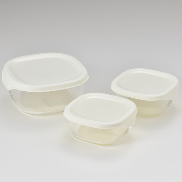 [ハリオ] 耐熱ガラス製保存容器3個セットKST-2012-OW ホワイト