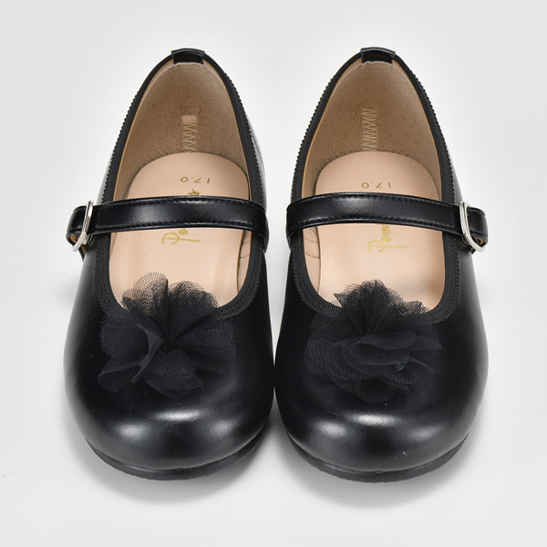 [ポンプキンズ] チュール花柄シューズ ブラック