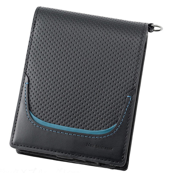 [ノイ　インテレッセ] 二つ折り財布 ブラック×ブルーグレー