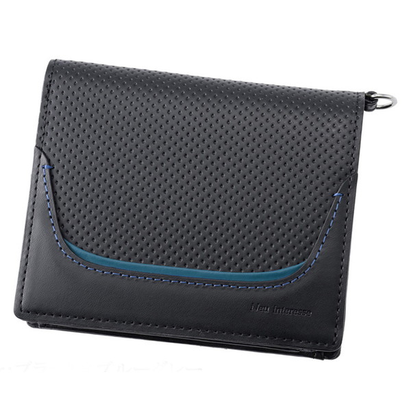 [ノイ　インテレッセ] 二つ折り財布 ブラック×ブルーグレー