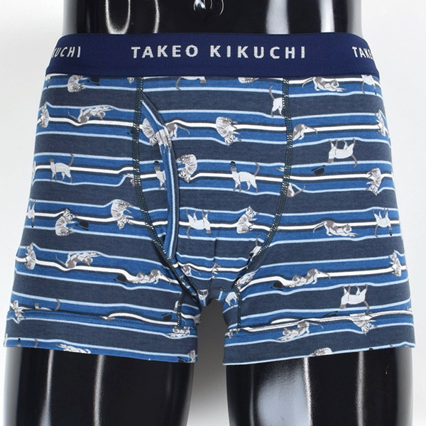 [タケオキクチ] ボクサーブリーフ ブルー×グレー L