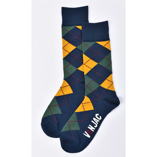 [VAN] ソックス〈アーガイル〉 ネイビー 25～27cm