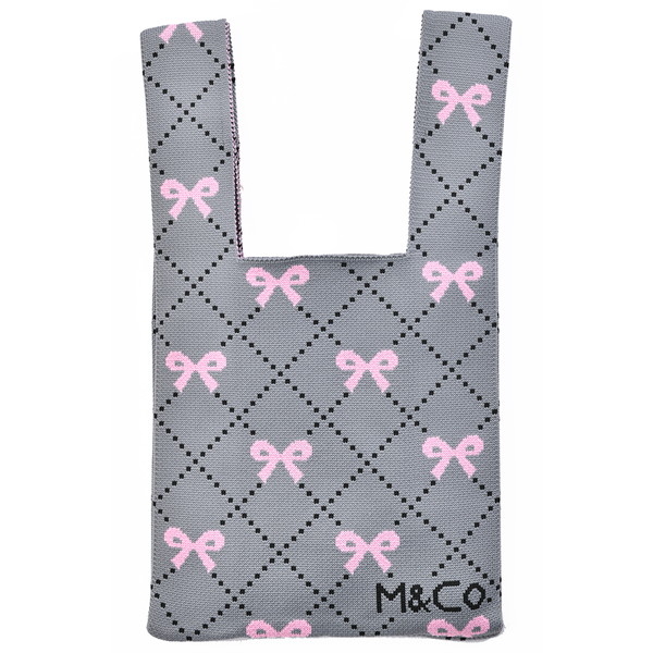 [M&CO（エムアンドコードット）] ニットバッグ リボン柄