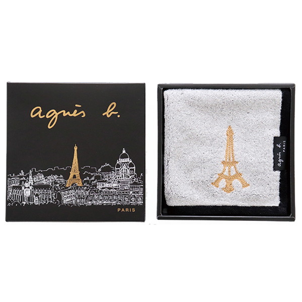 [アニエスベー] パッケージ入りタオルハンカチ ブラック