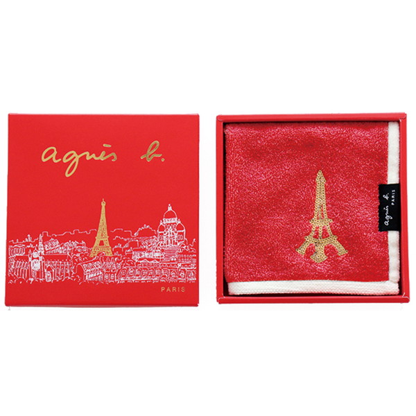 [アニエスベー] パッケージ入りタオルハンカチ レッド