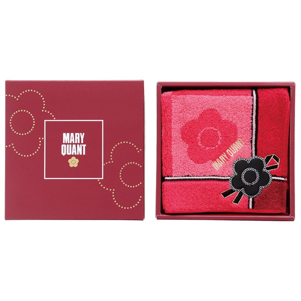 [マリークヮント] パッケージ入りタオルハンカチ レッド