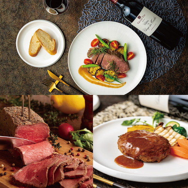 2種のローストビーフとデミグラスハンバーグ