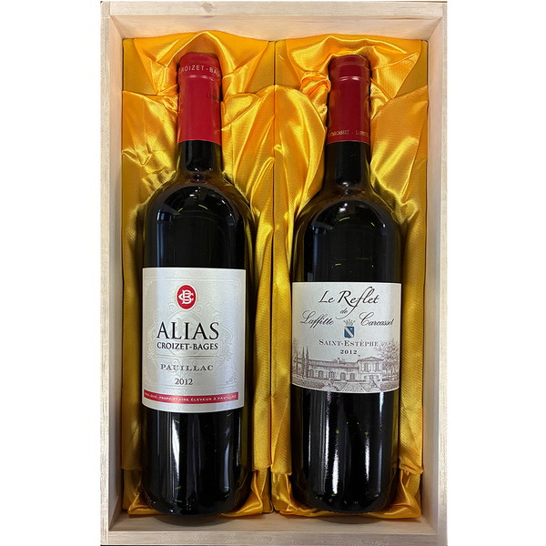 [TT-100] フランスボルドー格上アペラシオン赤ワイン木箱入りセット[解体セール]